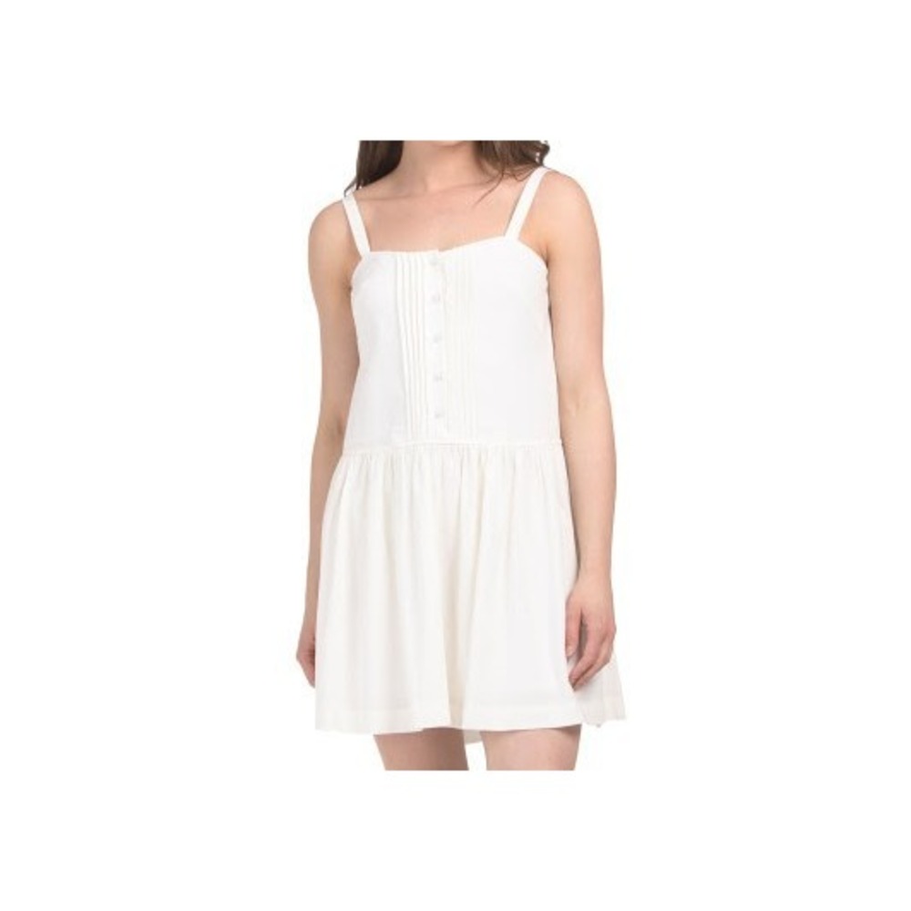 NEW Taylor Women's Linen Pintuck Pleat Babydoll Mini Dress Size 10 Cottagecore